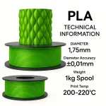 PLA+ 3D Filament – 1.75mm – 1KG Zümrüt Yeşil - Görsel 2