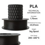 PLA+ 3D Filament – 1.75mm – 1KG Siyah - Görsel 2