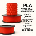 PLA+ 3D Filament – 1.75mm – 1KG Koyu Kırmızı - Görsel 2