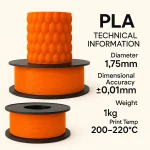 PLA+ 3D Filament – 1.75mm – 1KG Turuncu - Görsel 2