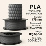 PLA+ 3D Filament – 1.75mm – 1KG Gri - Görsel 2