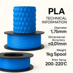 PLA+ 3D Filament – 1.75mm – 1KG Mavi - Görsel 2
