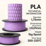 PLA+ 3D Filament – 1.75mm – 1KG Lila - Görsel 2