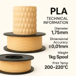PLA+ 3D Filament – 1.75mm – 1KG Bej - Görsel 2