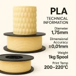 PLA+ 3D Filament – 1.75mm – 1KG Ten Rengi - Görsel 2
