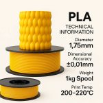 PLA+ 3D Filament – 1.75mm – 1KG Sarı - Görsel 2