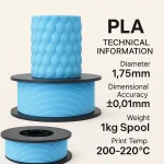 PLA+ 3D Filament – 1.75mm – 1KG Açık Mavi - Görsel 3
